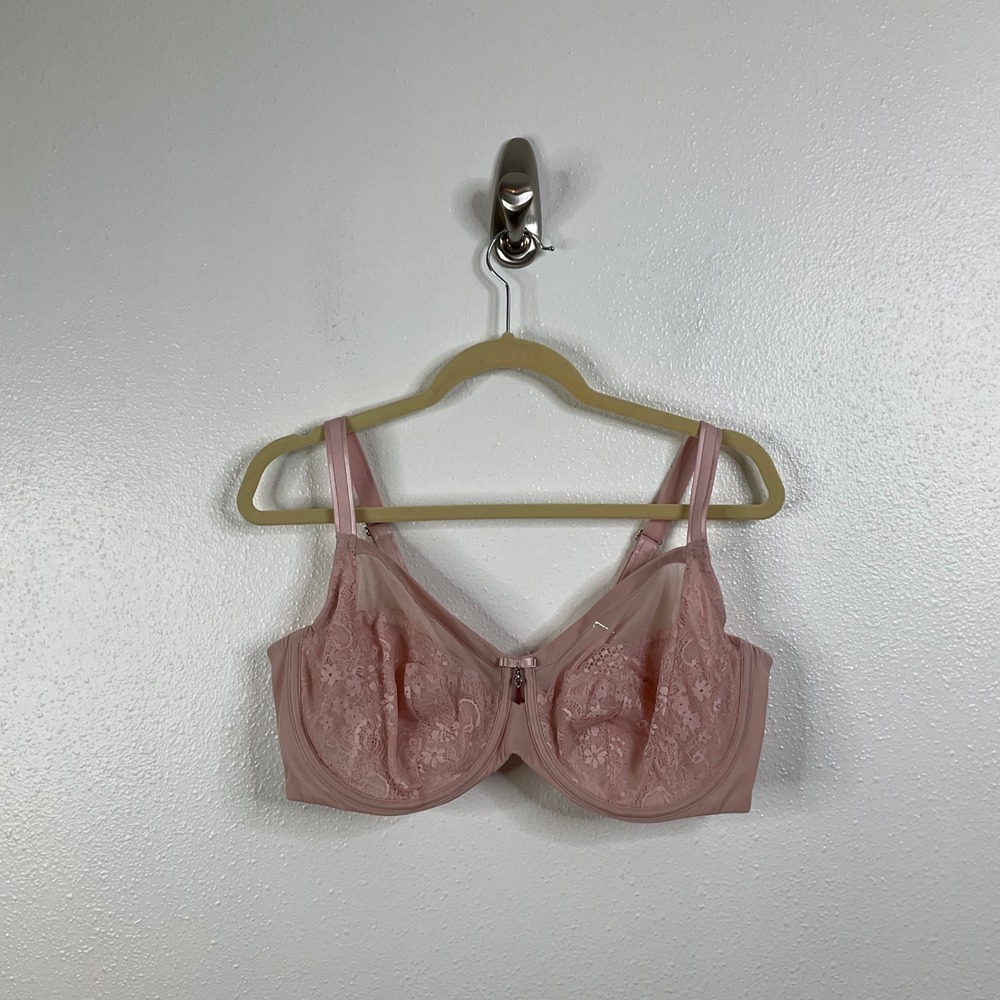 Curvy Couture Pink‎ Lace Underwire Bra Size 38DDD